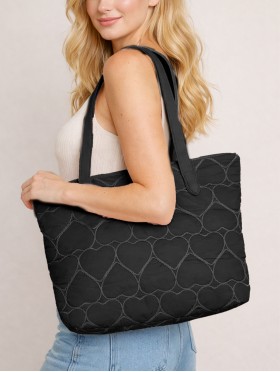 Heart Stitched Fashion Tote Bag 